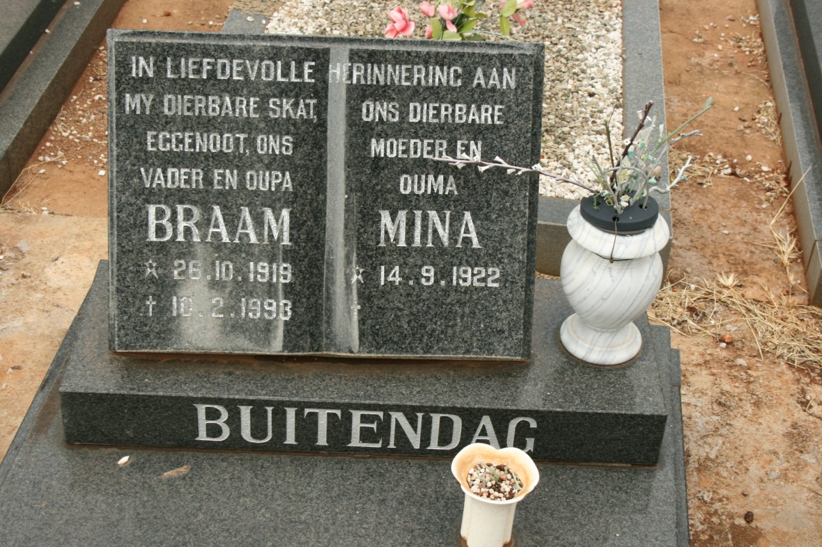BUITENDAG Braam 1919-1993 &amp; Mina 1922-