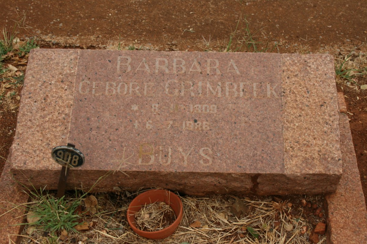 BUYS Barbara nee GRIMBEEK 1909-1986