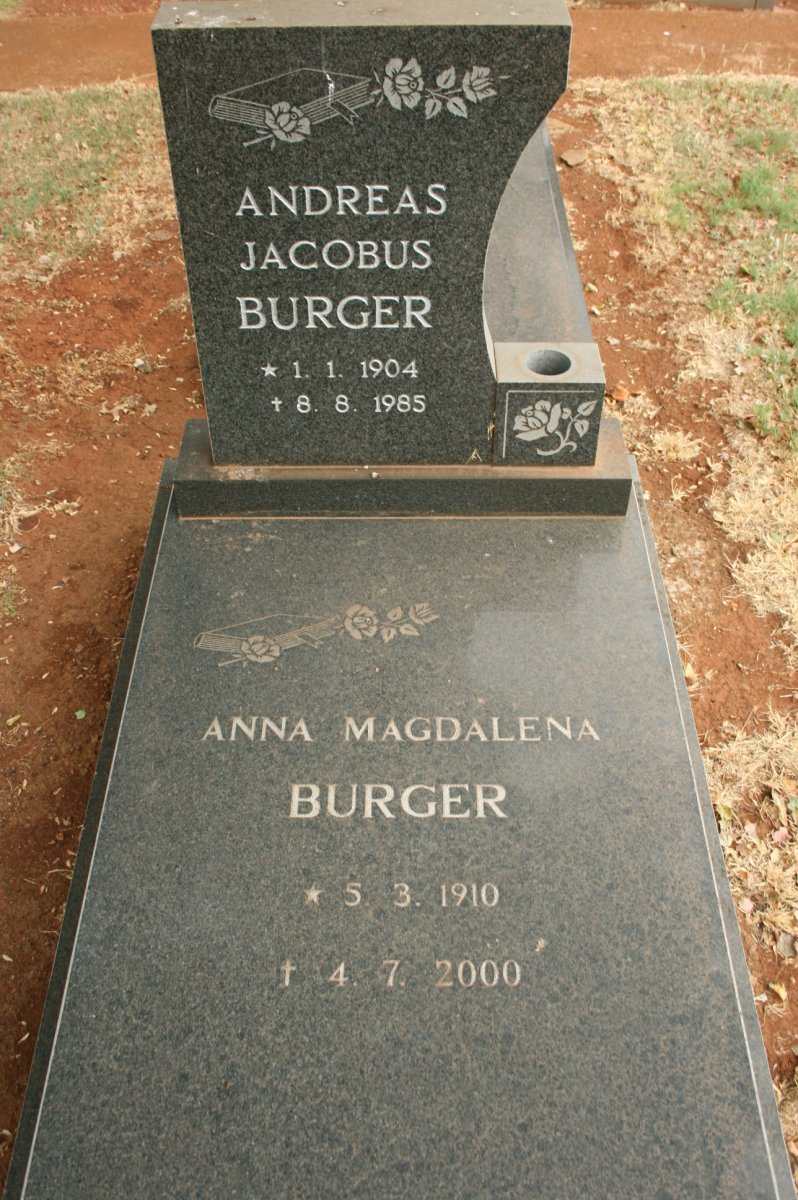 BURGER Andreas Jacobus 1904-1985 &amp; Anna Magdalena 1910-2000