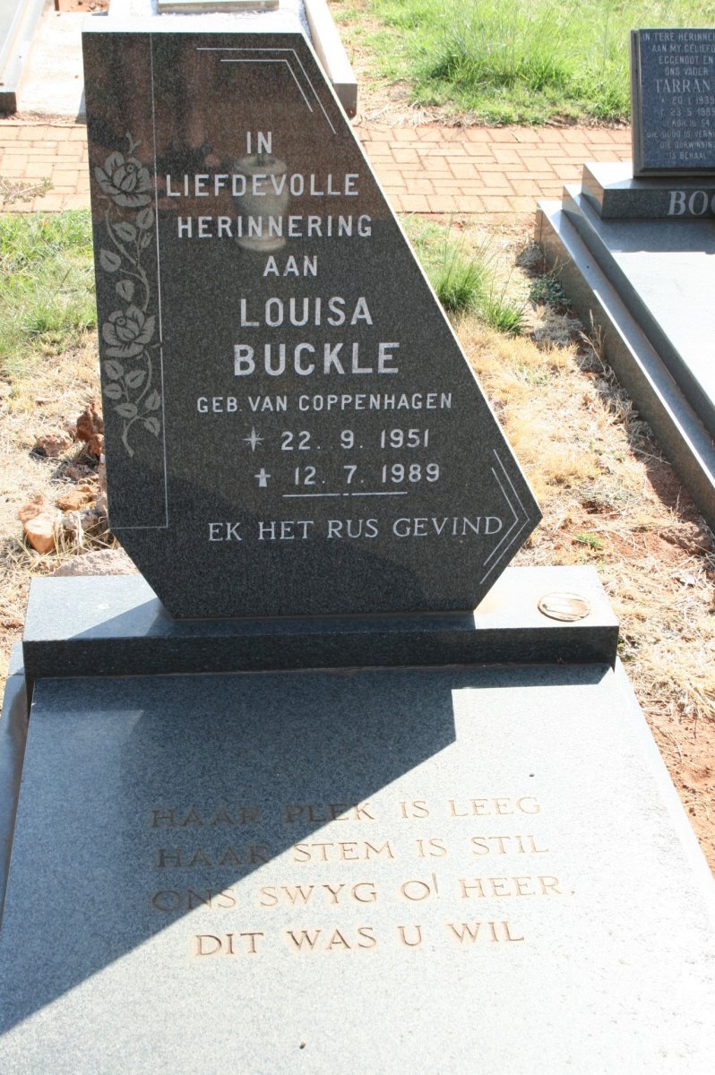 BUCKLE Louisa nee VAN COPPENHAGEN 1951-1989