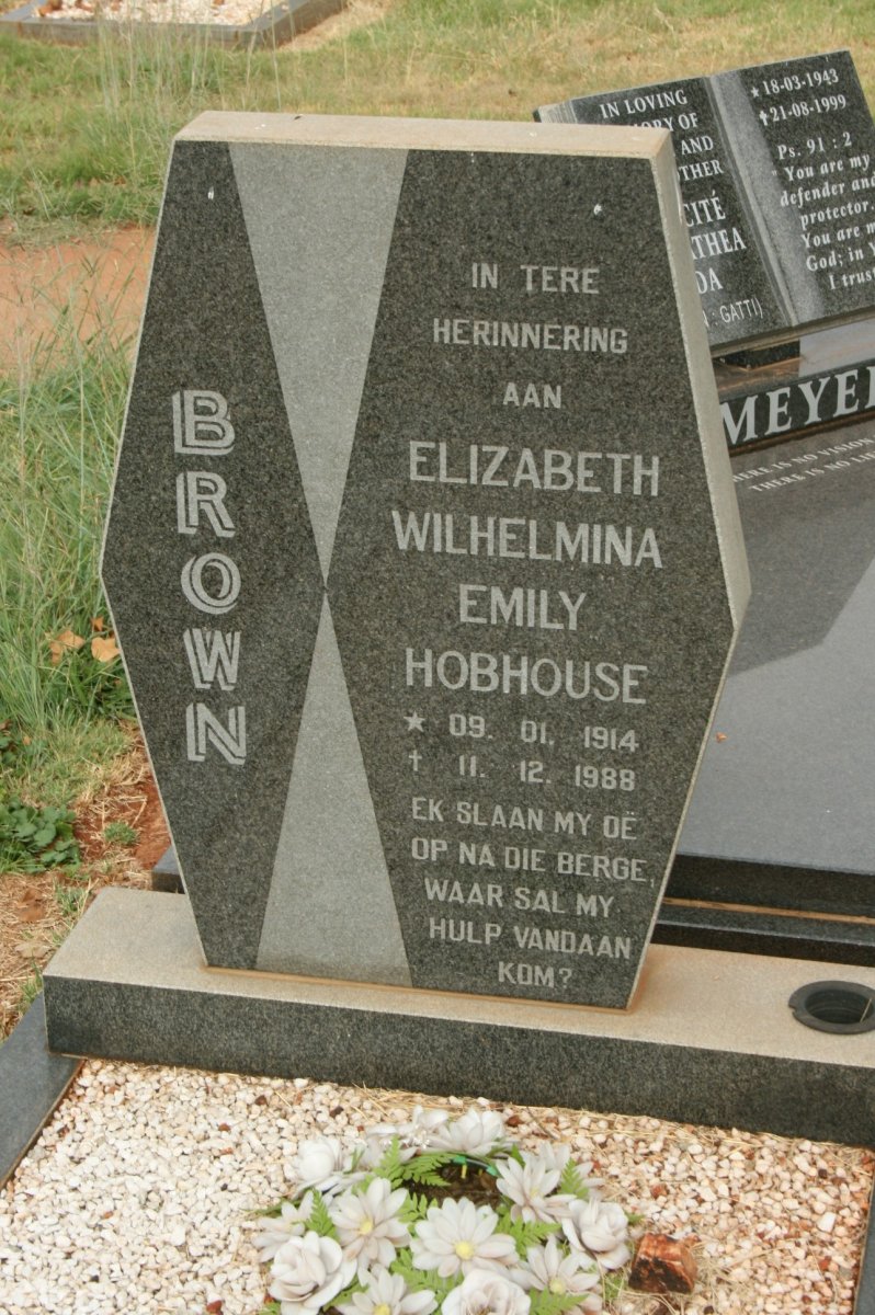 BROWN Elizabeth Wilhelmina Emily Hobhouse 1914-1988