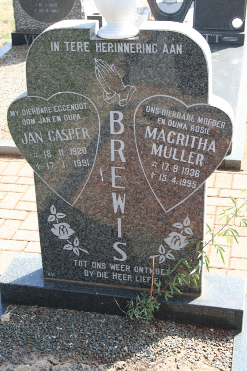 BREWIS Jan Casper 1920-1991 &amp; Magritha Muller 1936-1995