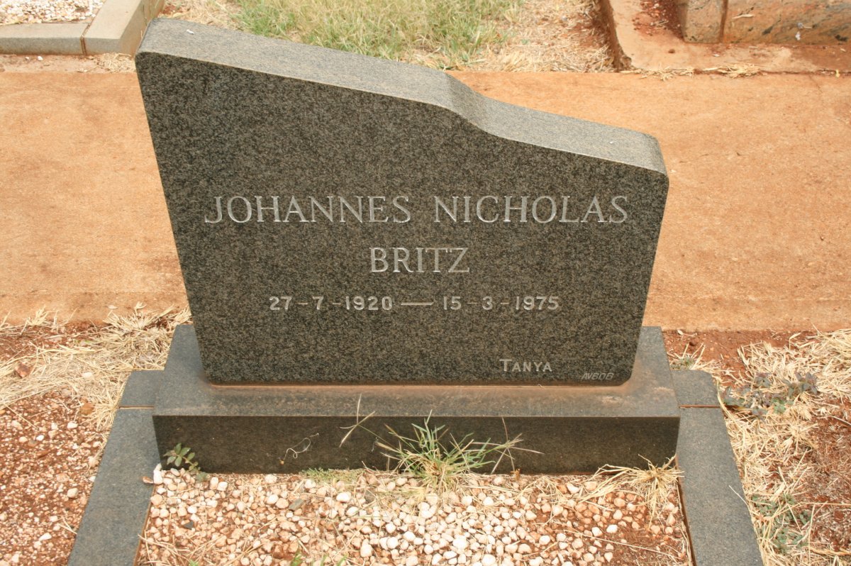 BRITZ Johannes Nicholas 1920-1975