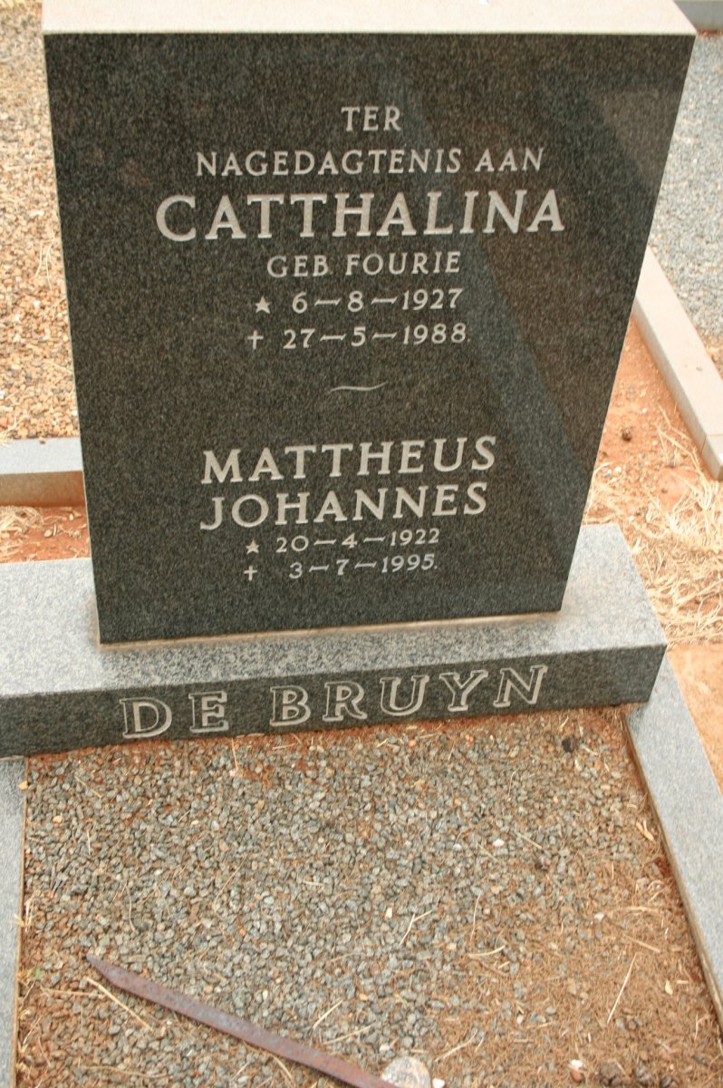BRUYN Mattheus Johannes, de 1922-1995 &amp; Catthalina FOURIE 1927-1988