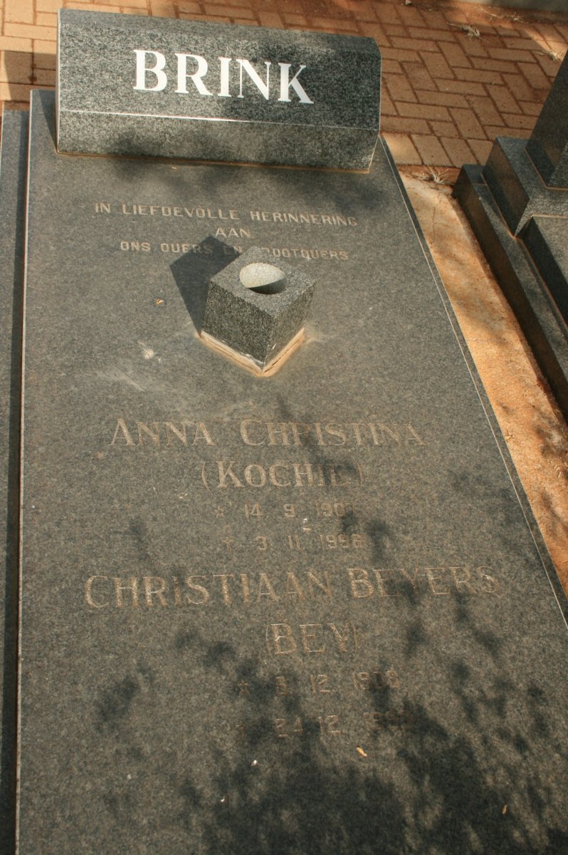 BRINK Christiaan Beyers 1908-199? &amp; Anna Christina 190?-19??