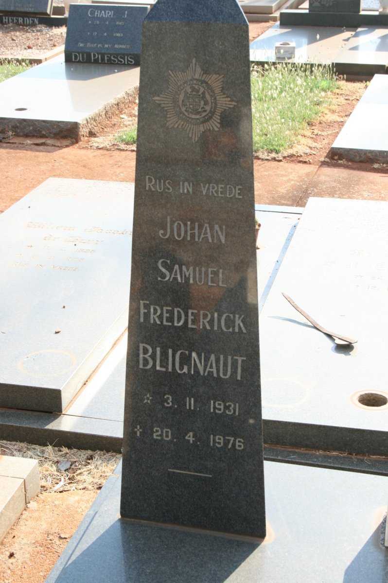 BLIGNAUT Johan Samuel Frederick 1931-1976