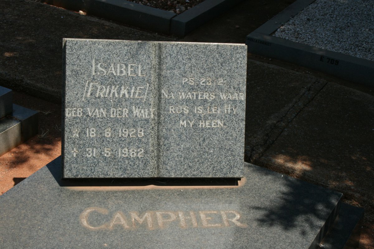 CAMPHER Isabel nee VAN DER WALT 1929-1982