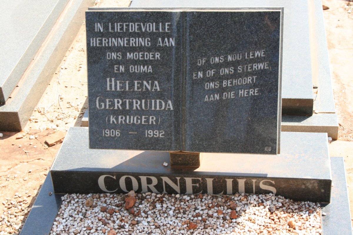 CORNELIUS Helena Gertruida nee KRUGER 1906-1992
