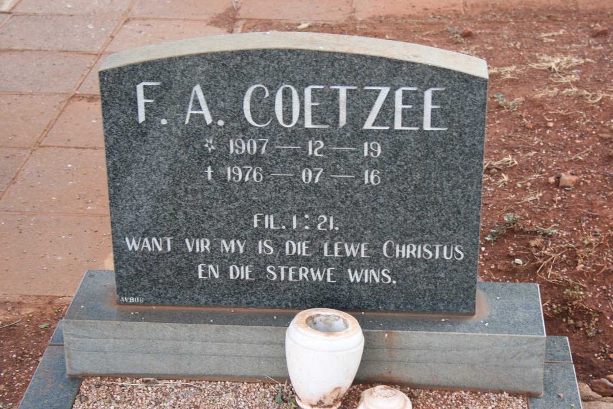 COETZEE F.A. 1907-1976