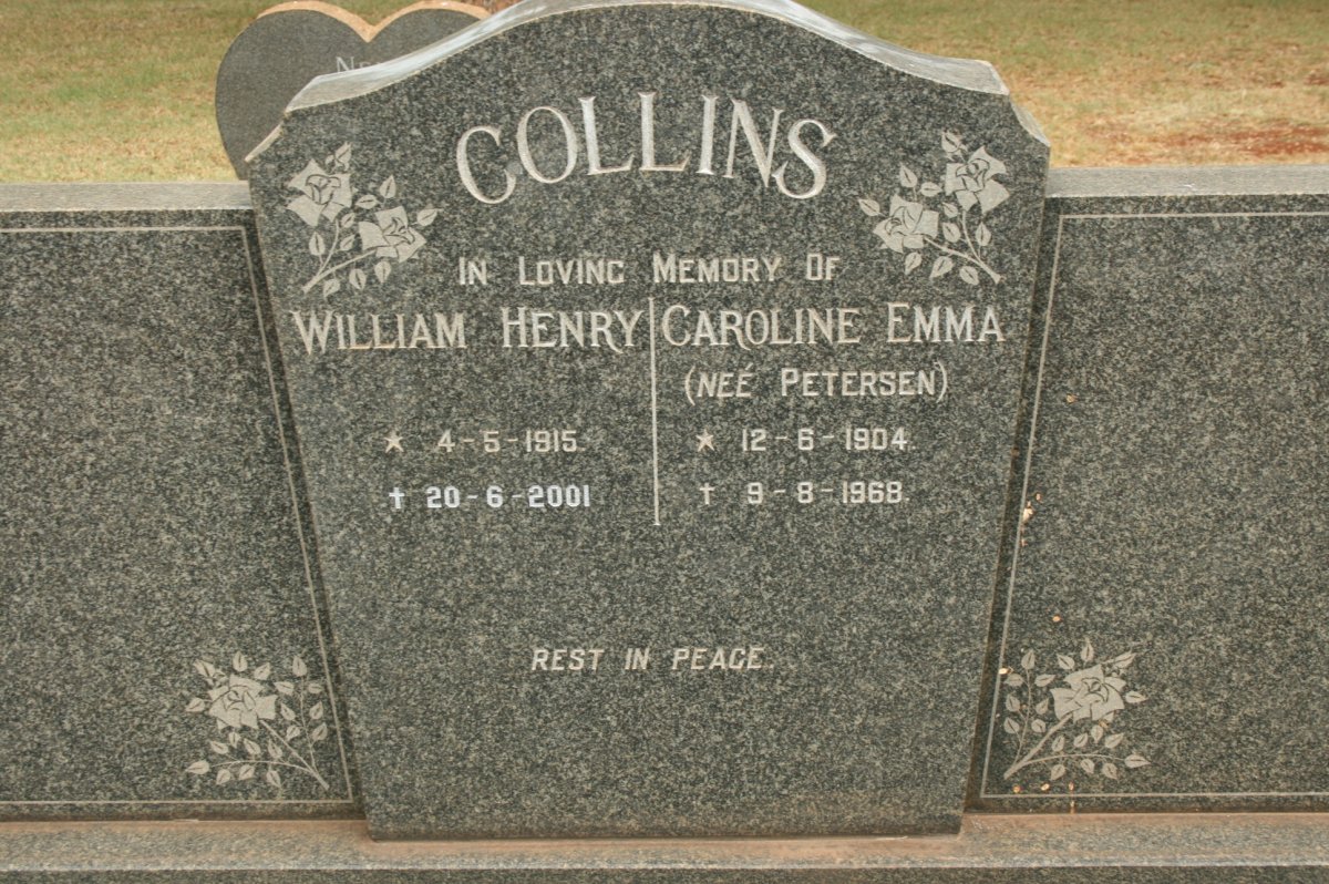 COLLINS William Henry 1915-2001 &amp; Caroline Emma PETERSEN 1904-1968