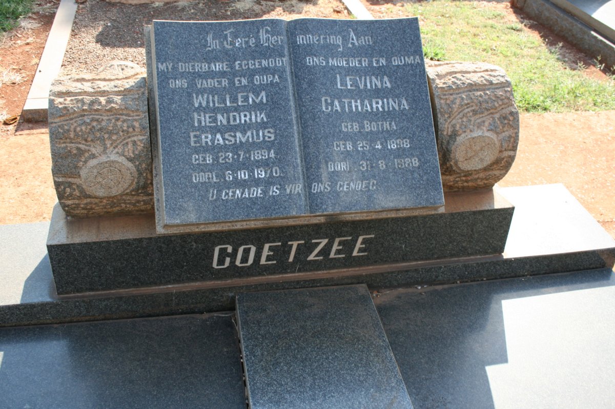 COETZEE Willem Hendrik Erasmus 1894-1970 &amp;  Levina Catharina BOTHA 1898-1988