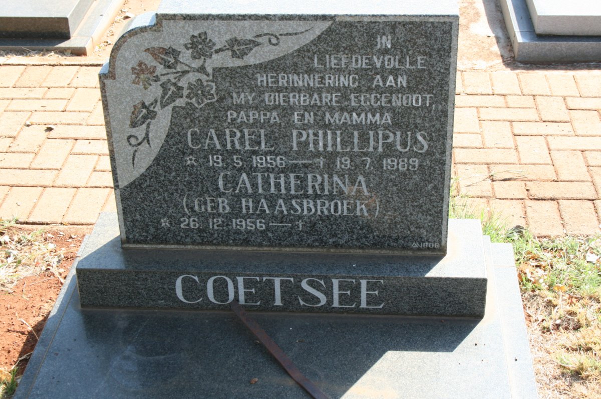 COETSEE Carel Phillipus 1956-1989 &amp; Catherina HAASBROEK 1956-