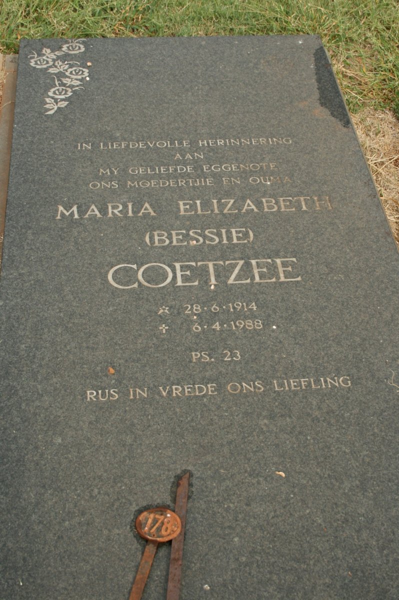 COETZEE Maria Elizabeth 1914-1988