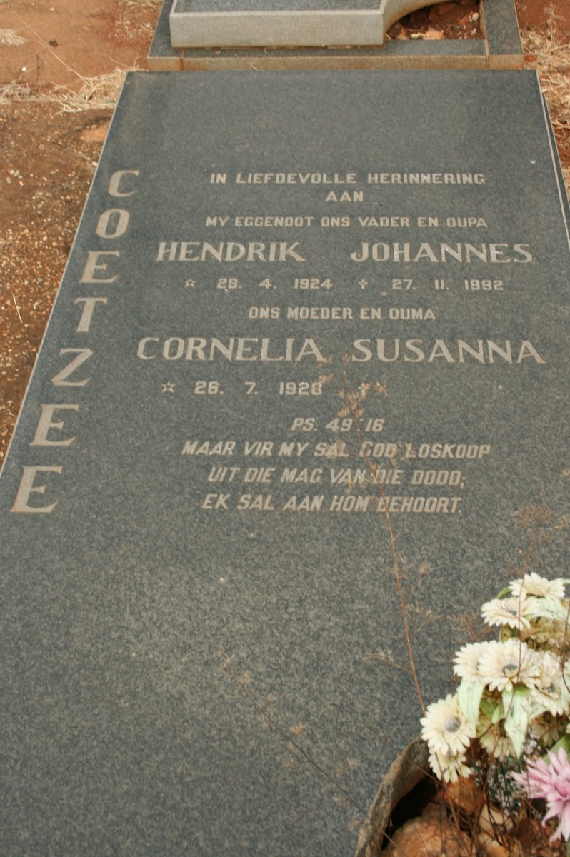 COETZEE Hendrik Johannes 1924-1992 &amp; Cornelia Susanna 1928-