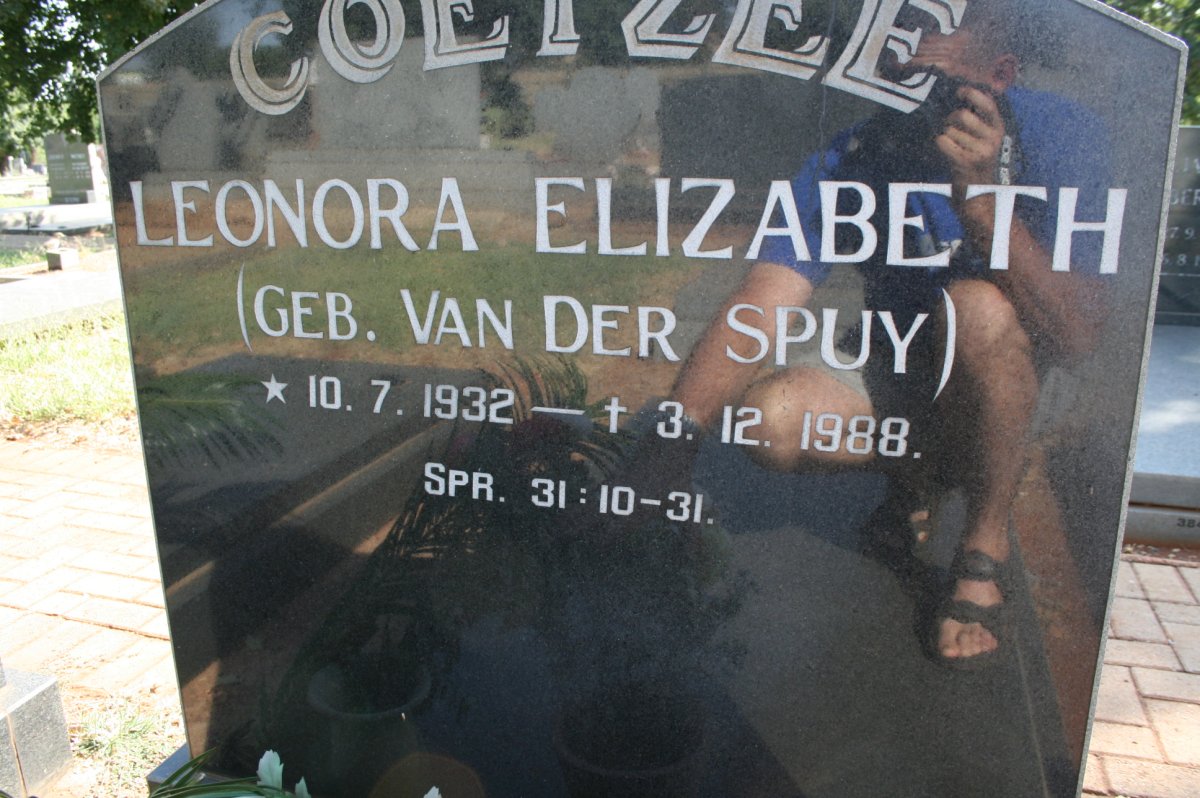 COETZEE Leonora Elizabeth nee VAN DER SPUY 1932-1988
