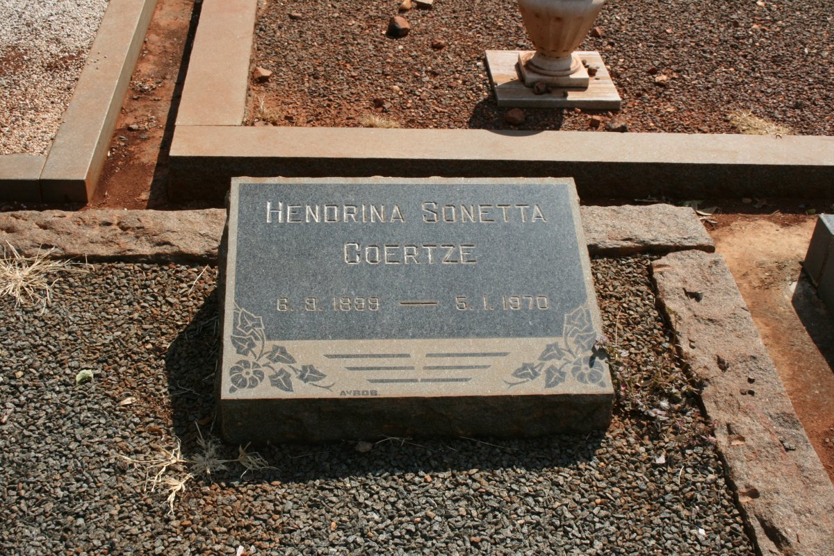 COERTZE Hendrina Sonetta 1899-1970
