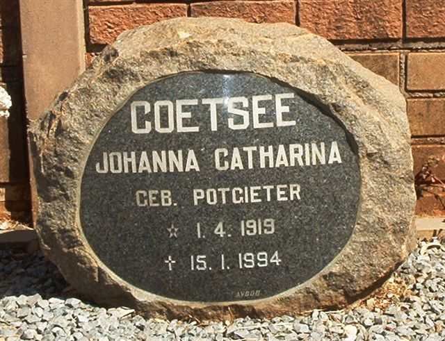 COETSEE Johanna Catharina nee POTGIETER 1919-1994