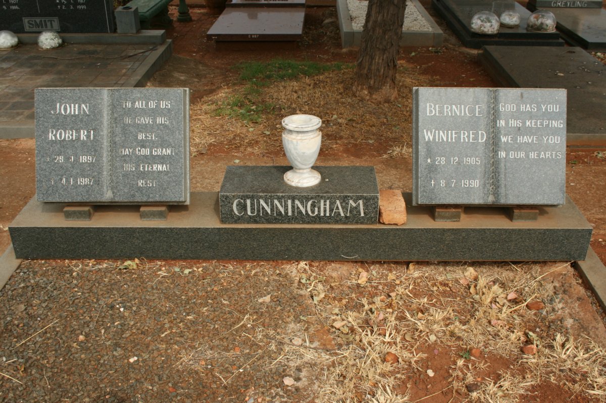 CUNNINGHAM John Robert 1897-1987 &amp; Bernice Winifred 1905-1990