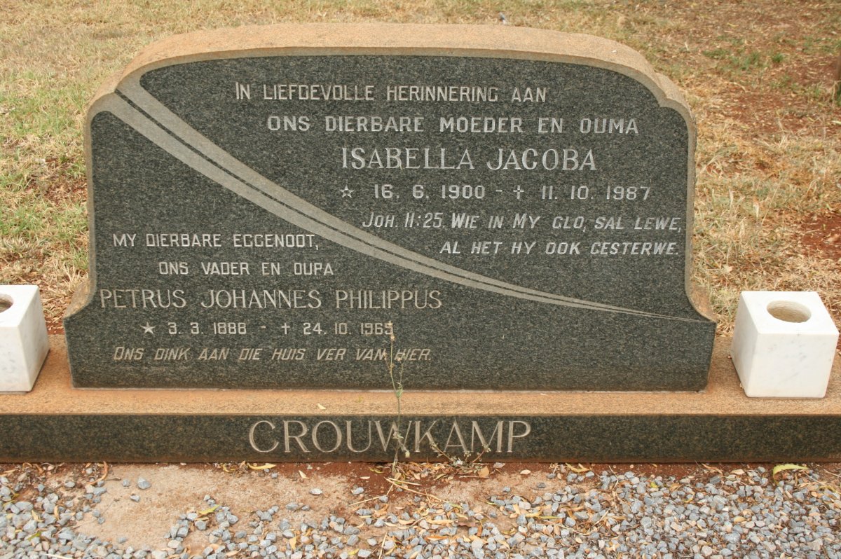 CROUWKAMP Petrus Johannes Philippus 1888-1965 &amp; Isabella Jacoba 1900-1987