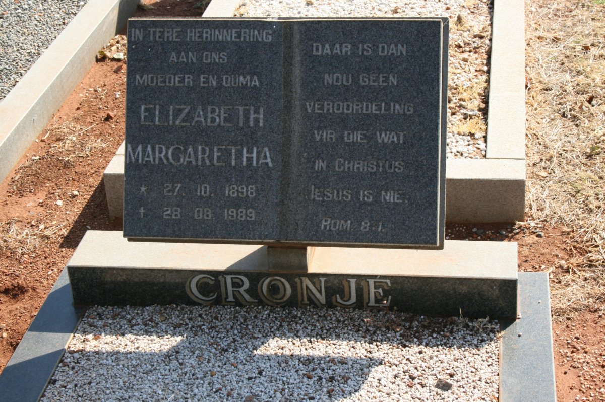 CRONJE Elizabeth Margaretha 1898-1989