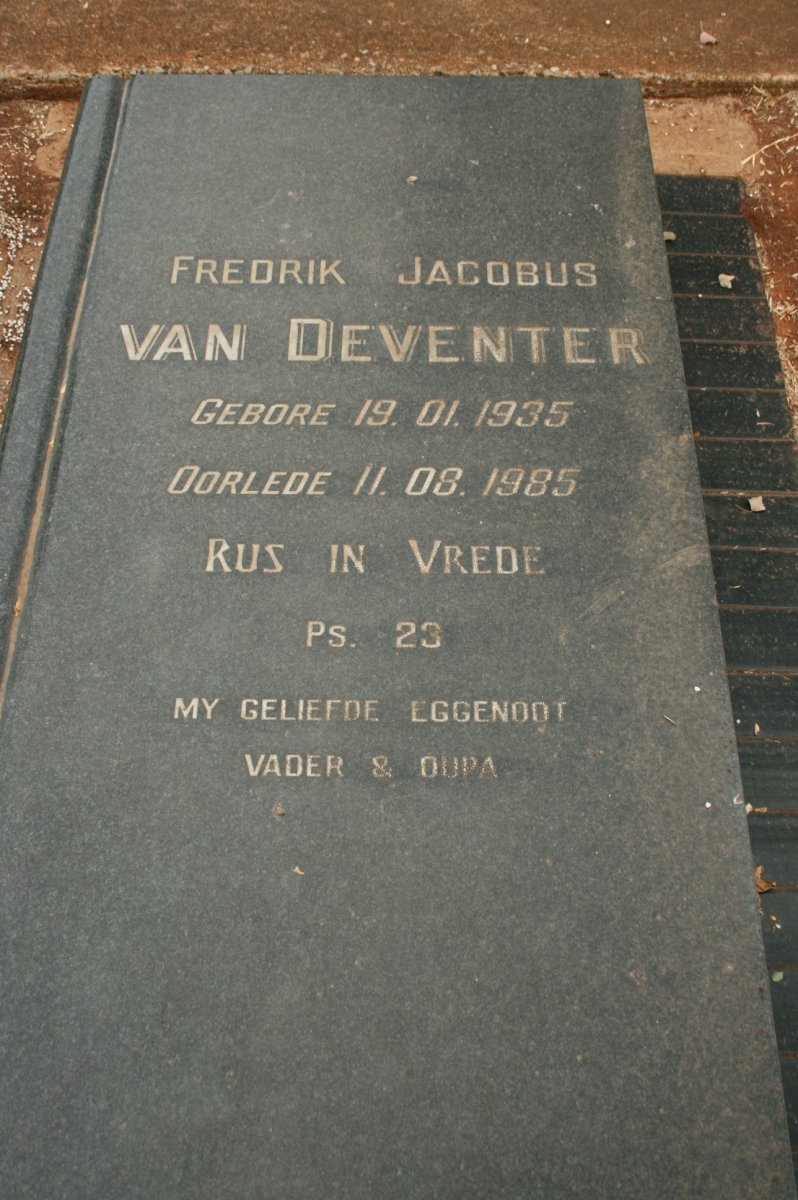 DEVENTER Fredrik Jacobus, van 1935-1985
