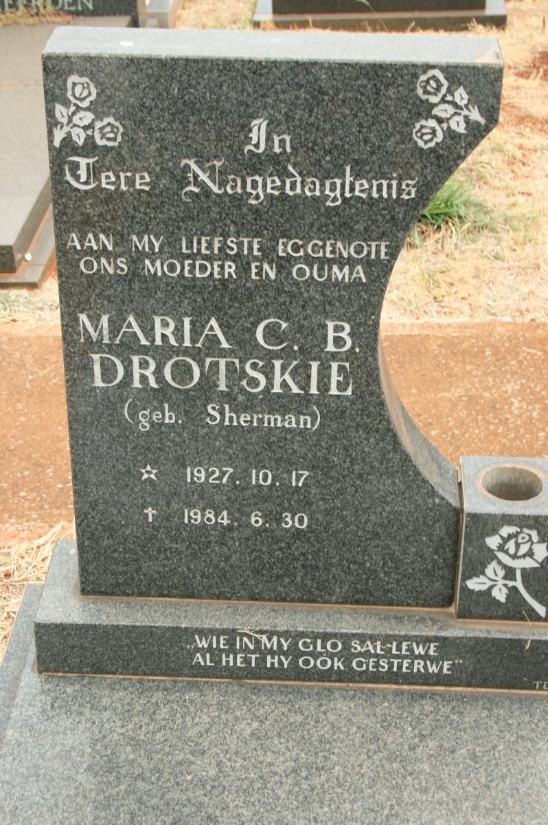 DROTSKIE Maria C.B. nee SHERMAN 1927-1984