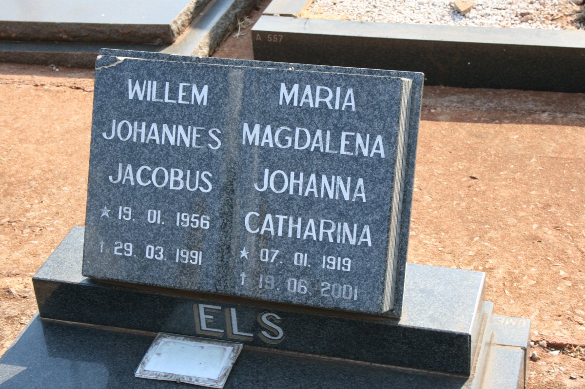 ELS Willem Johannes Jacobus 1956-1991 &amp; Maria Magdalena Johanna Catharina 1919-2001