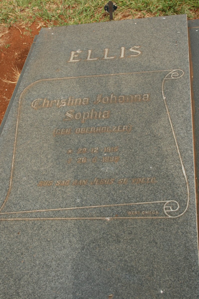 ELLIS Christina Johanna Sophia nee OBERHOLZER 1915-1988