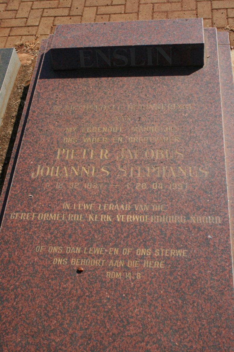 ENSLIN Pieter Jacobus Johannes Stephanus 1937-1997