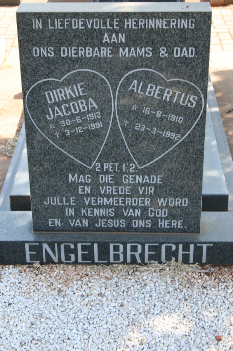 ENGELBRECHT Albertus 1910-1992 &amp; Dirkie Jacoba 1912-1991