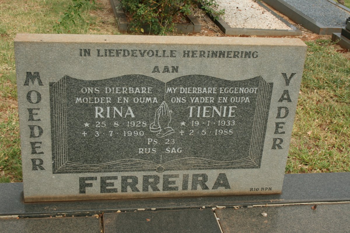 FERREIRA Tienie 1933-1988 &amp; Rina 1928-1990