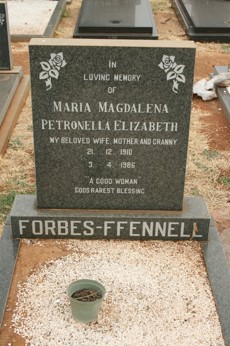 FFENNELL Maria Magdalena Petronella Elizabeth, Forbes 1910-1986