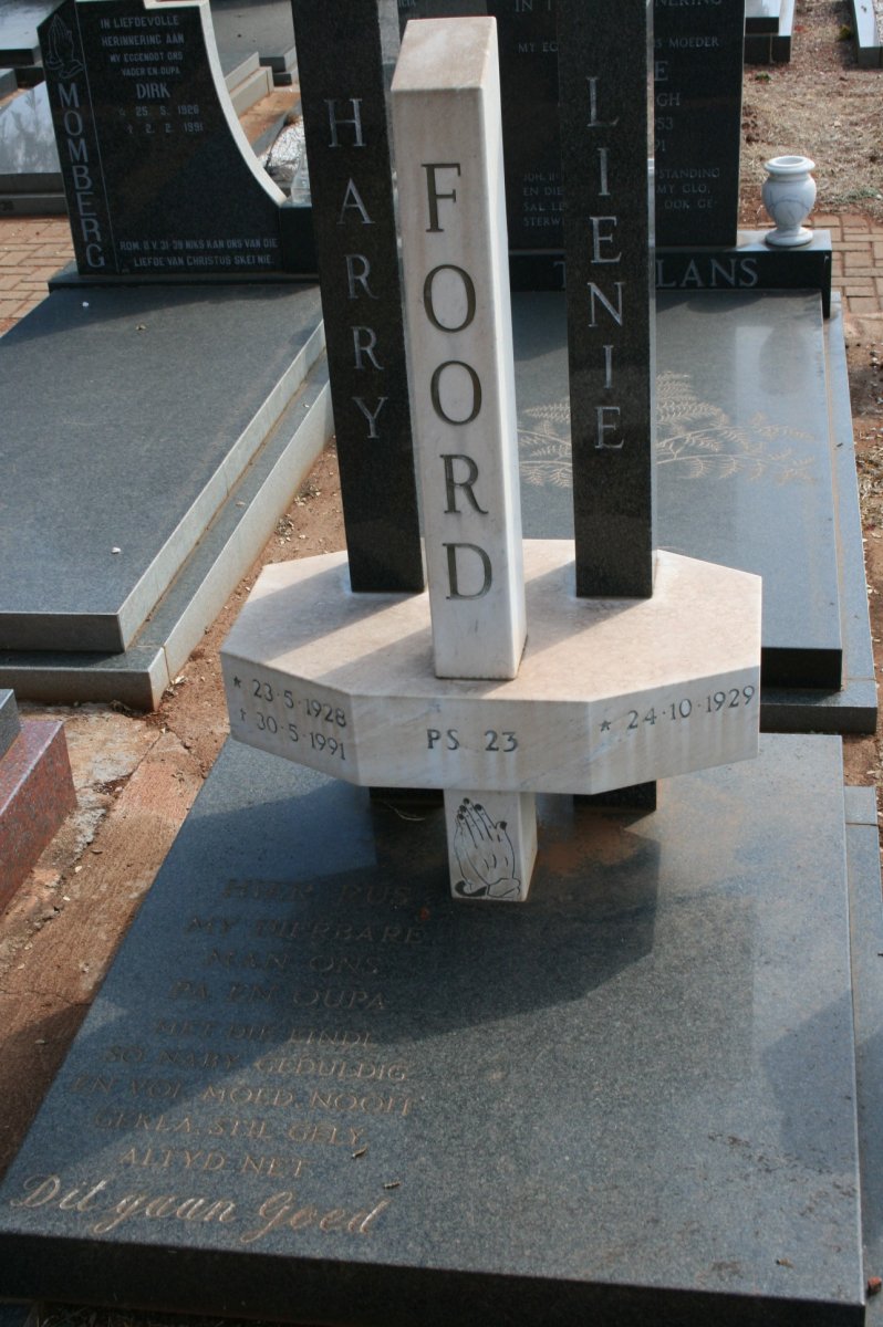 FOORD Harry 1928-1991 &amp; Lienie 1929-