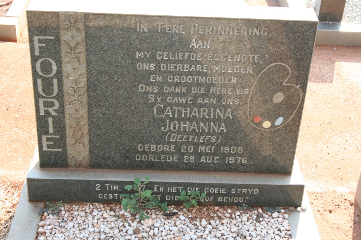 FOURIE Catharina Johanna nee DEETLEFS 1906-1976