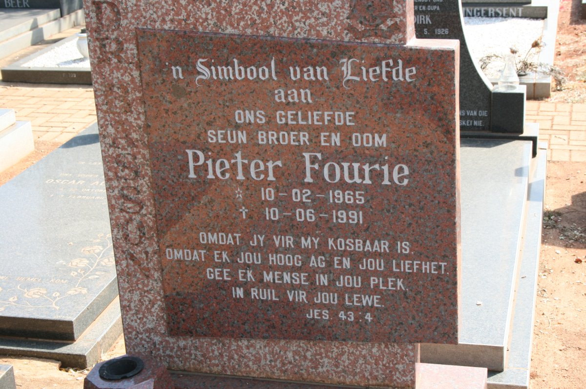 FOURIE Pieter 1965-1991