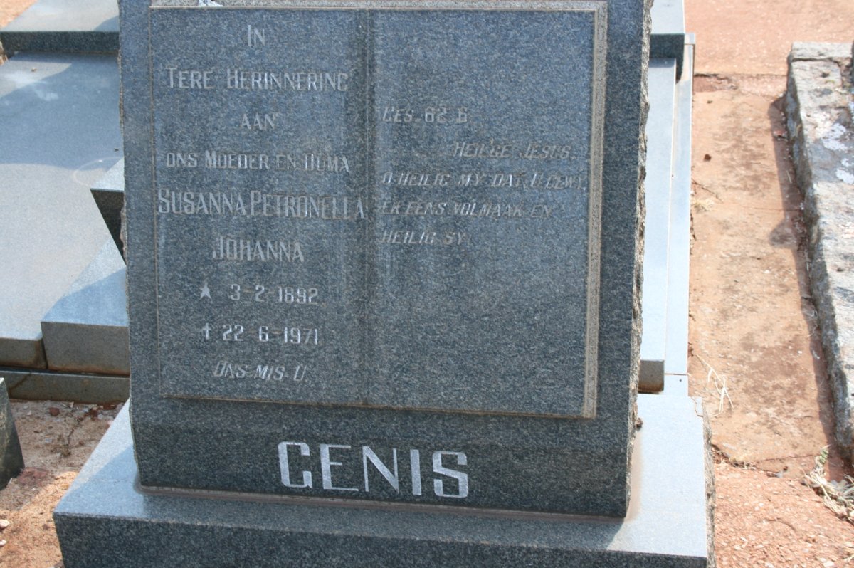GENIS Susanna Petronella Johanna 1892-1971