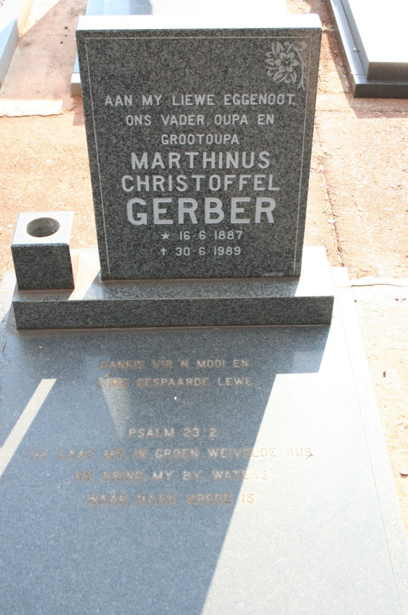 GERBER Marthinus Christoffel 1887-1989