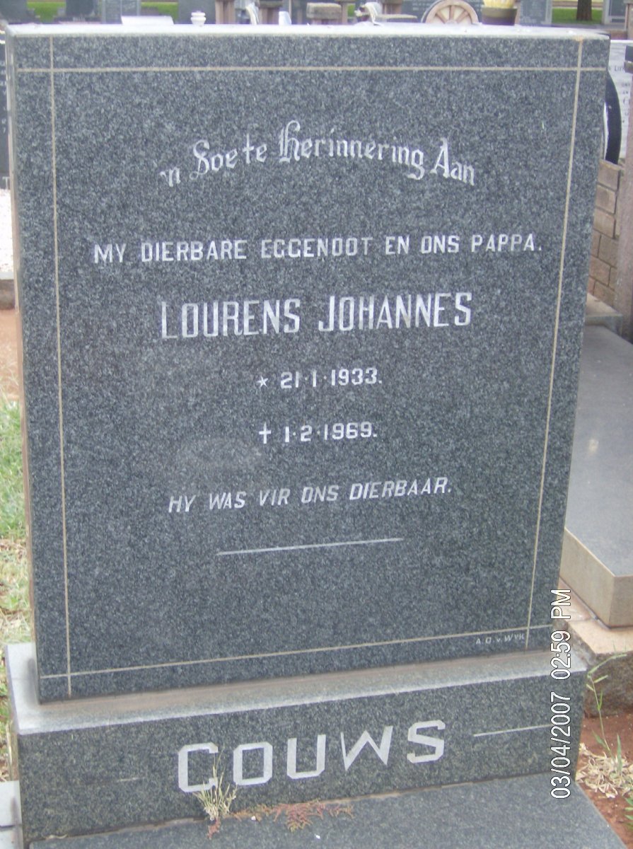 GOUWS Lourens Johannes 1933-1969