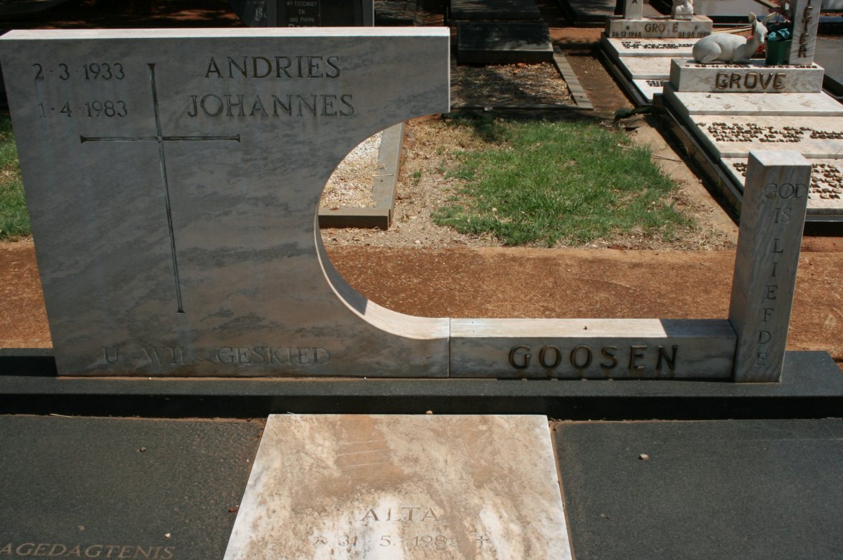 GOOSEN Andries Johannes 1933-1983 :: GOOSEN Alta 1983-1983