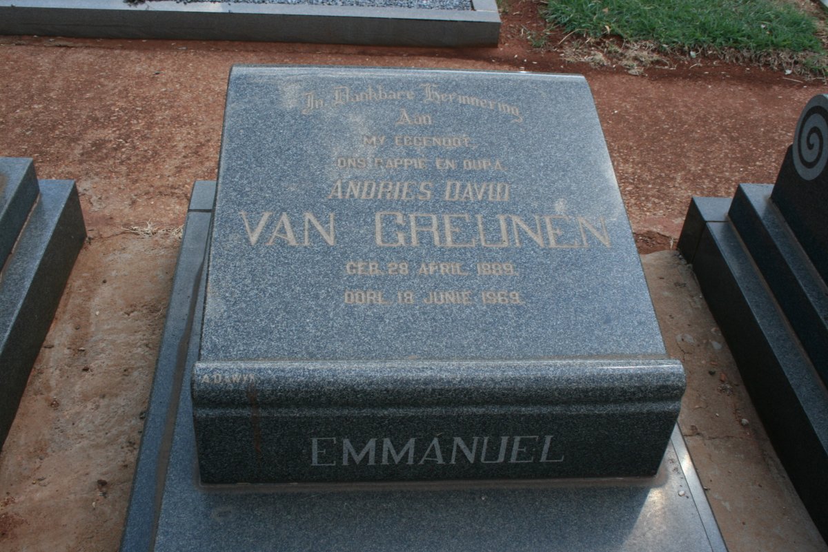 GREUNEN Andries David, van 1889-1969