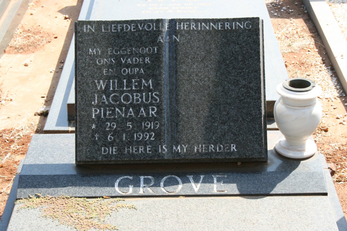 GROVE Willem Jacobus Pienaar 1919-1992