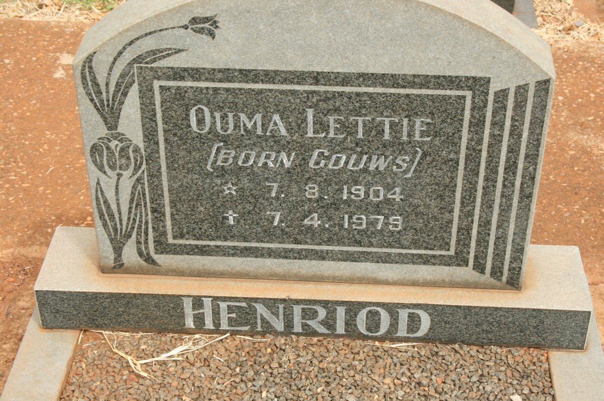 HENRIOD Lettie nee GOUWS 1904-1979