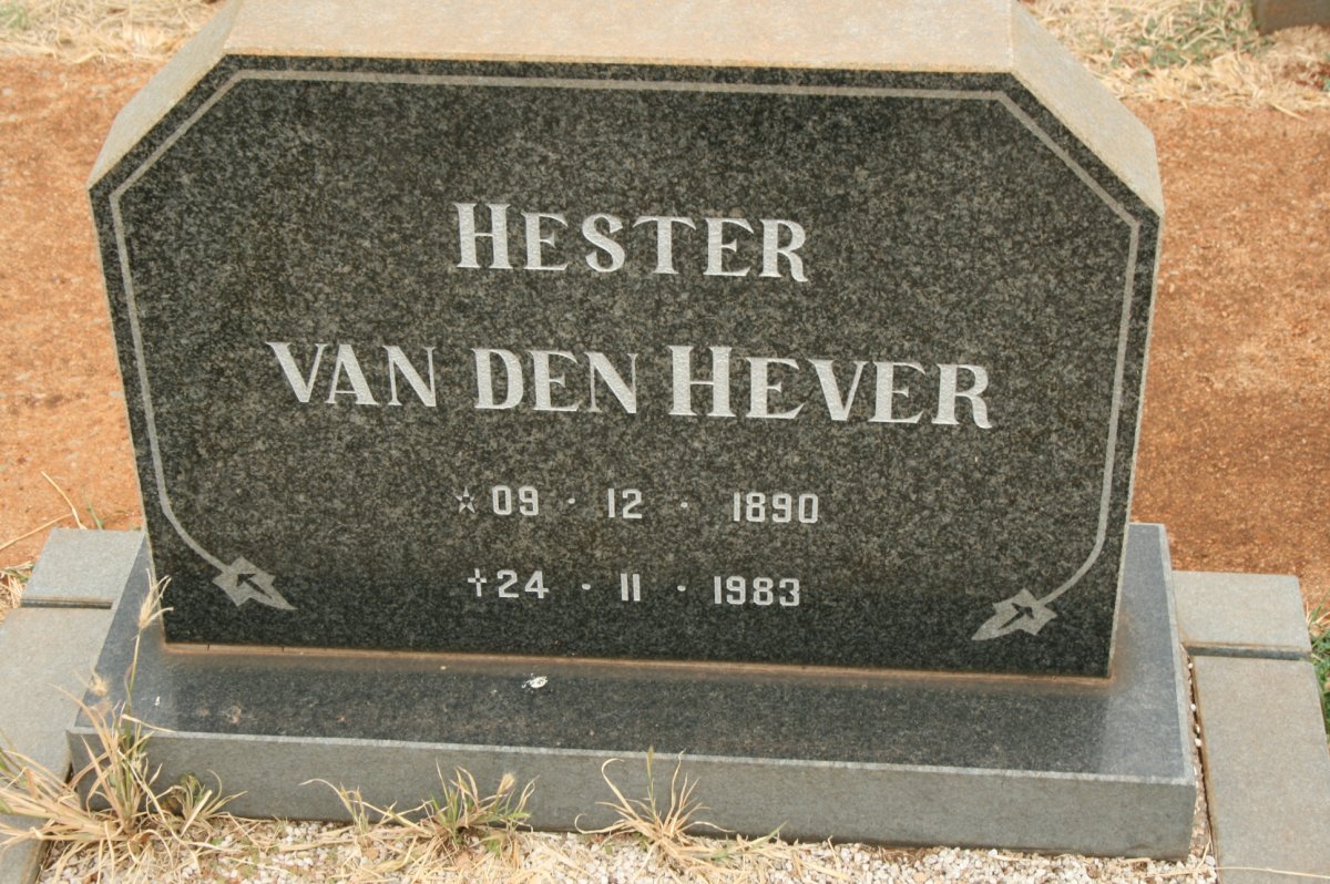 HEVER Hester, van den 1890-1983