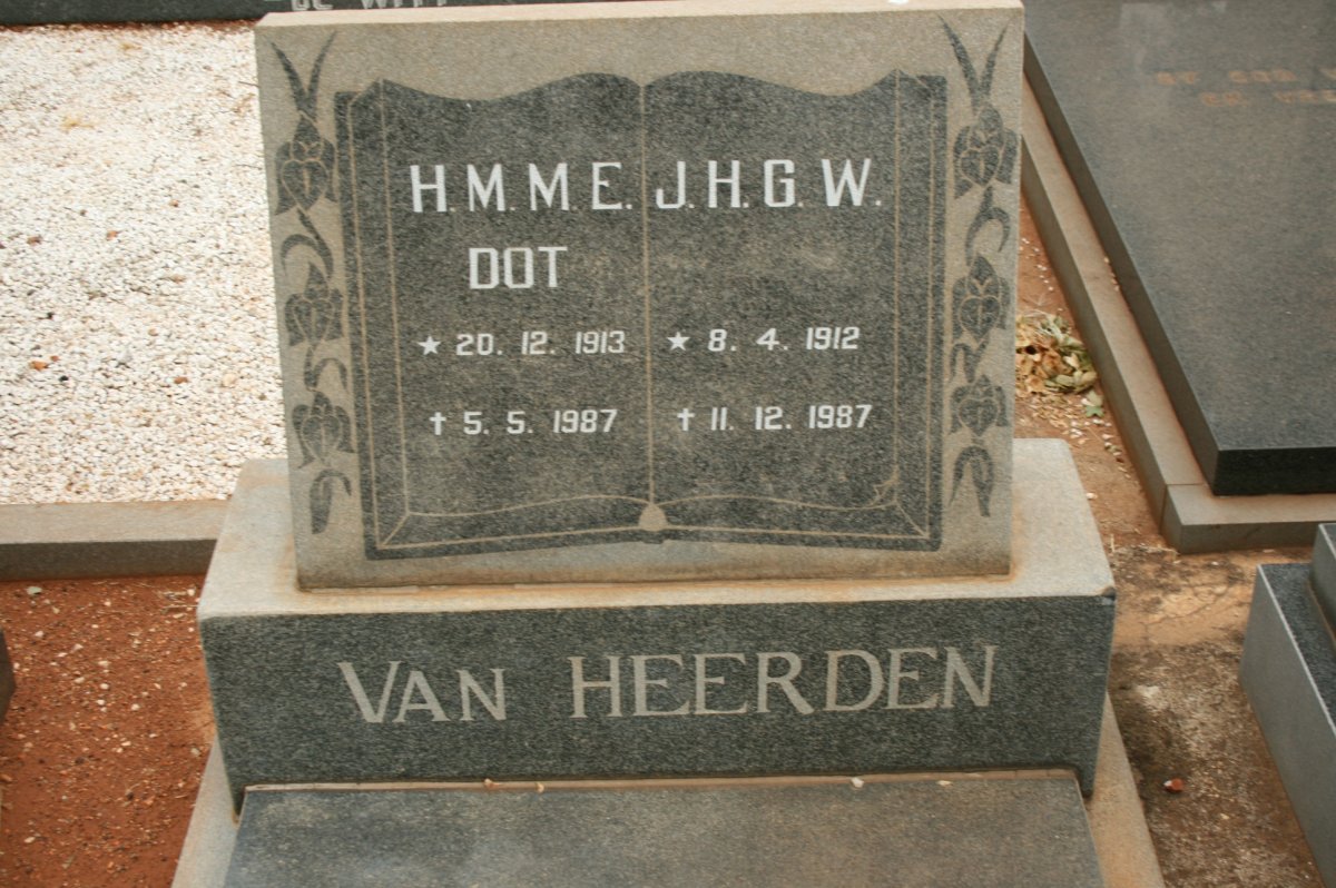 HEERDEN J.H.G.W., van 1912-1987 &amp; H.M.M.E. 1913-1987