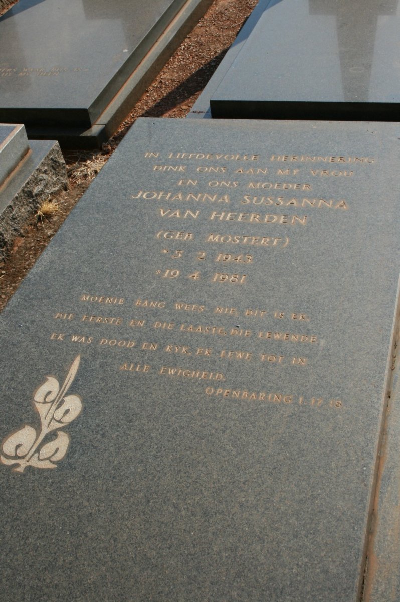 HEERDEN Johanna Sussanna, van nee MOSTERT 1943-1981