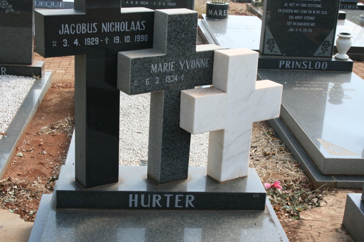 HURTER Jacobus Nicholaas 1929-1990 &amp; Marie Yvonne 1934-