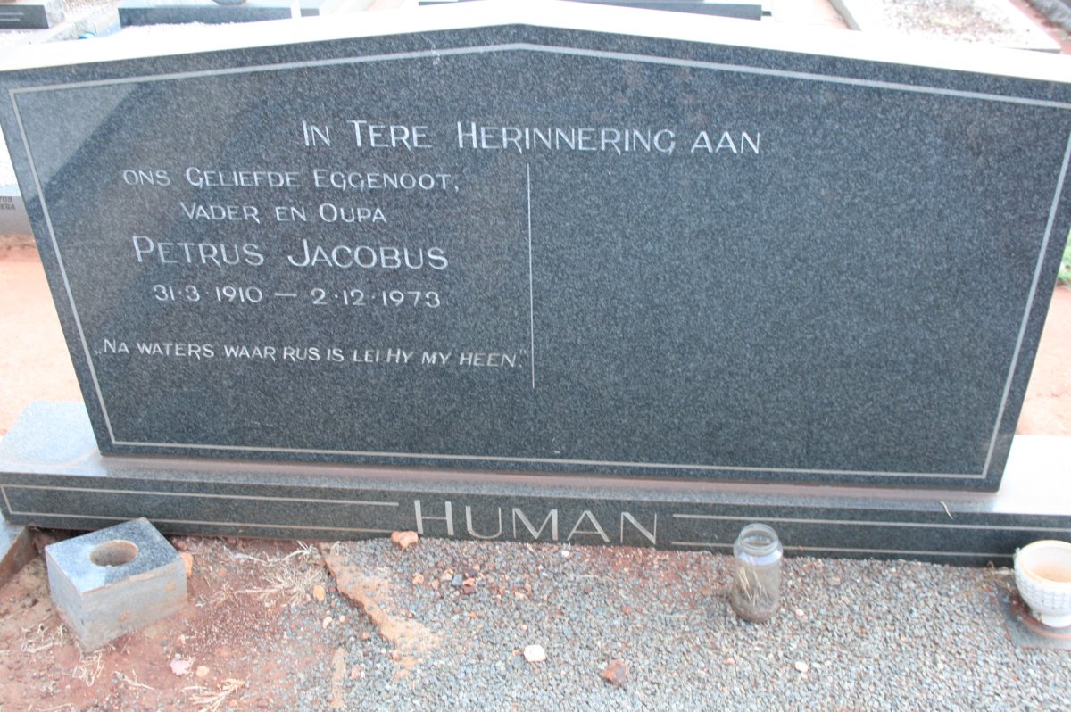 HUMAN Petrus Jacobus 1910-1973