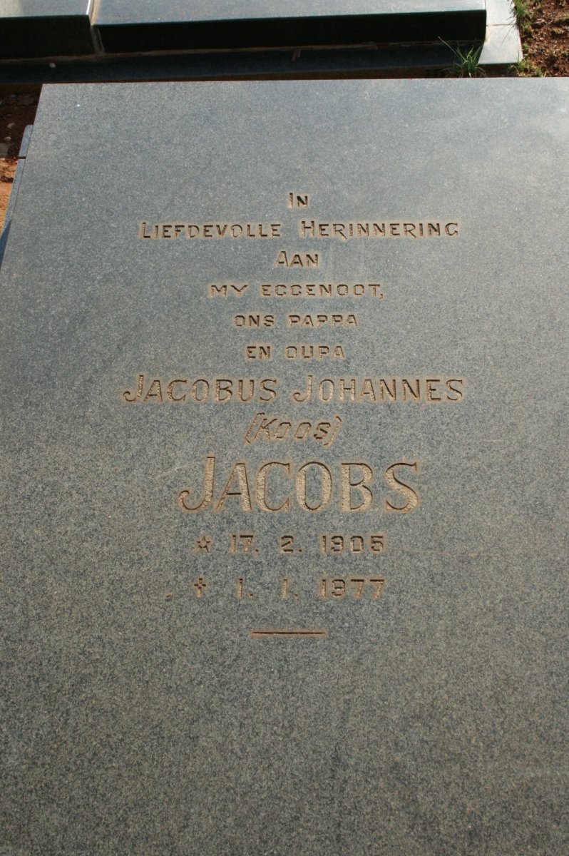 JACOBS Jacobus Johannes 1905-1977