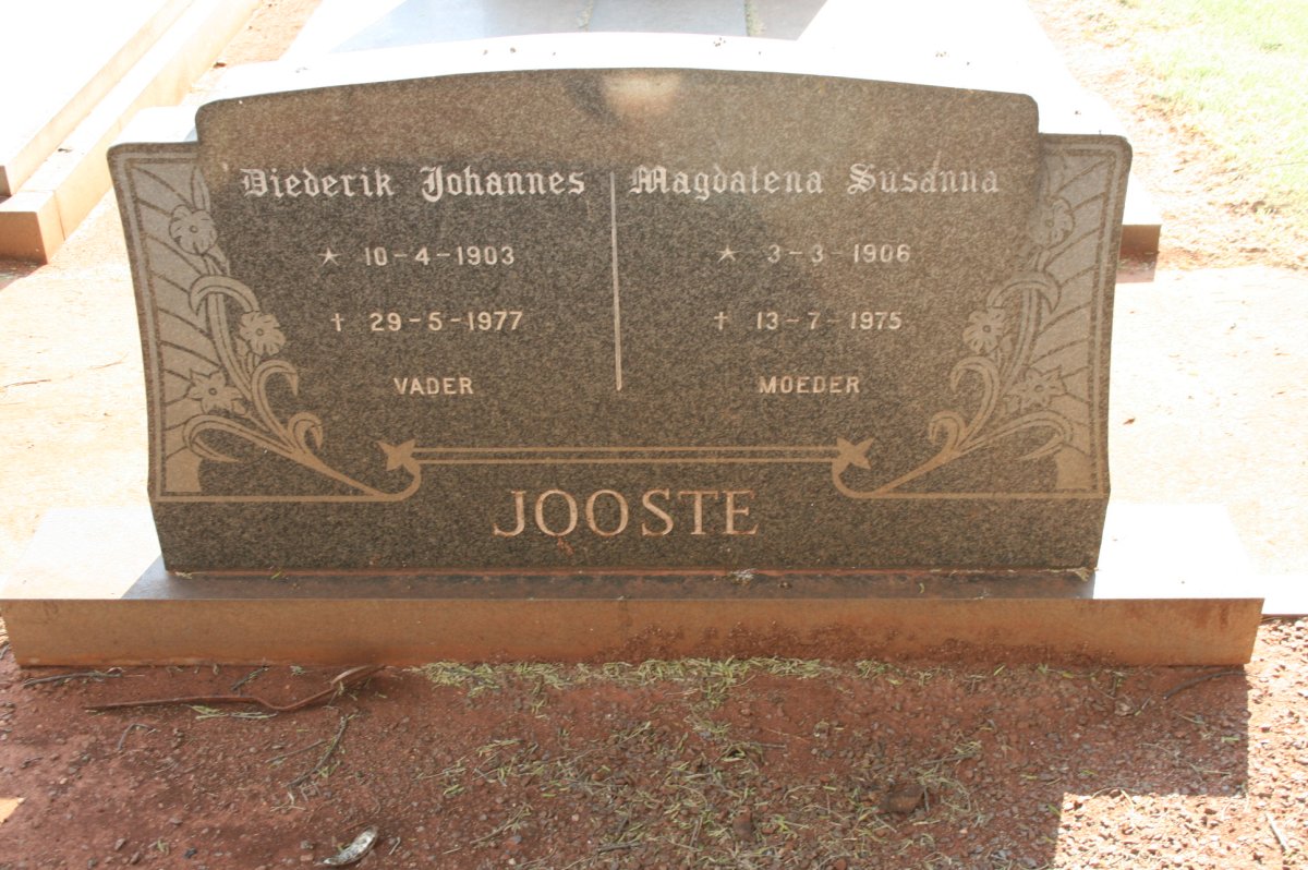 JOOSTE Diederik Johannes 1903-1977 &amp; Magdaalena Susanna 1906-1975