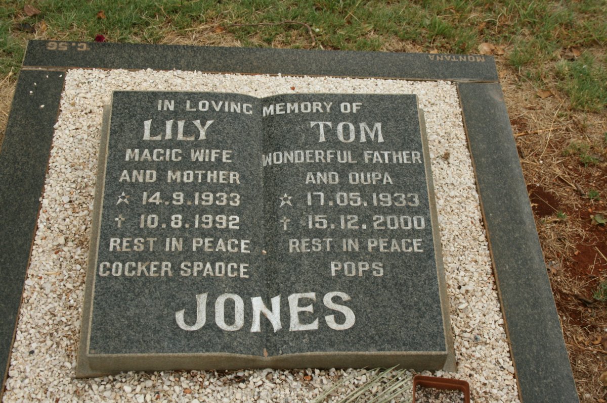 JONES Tom 1933-2000 &amp; Lily 1933-1992